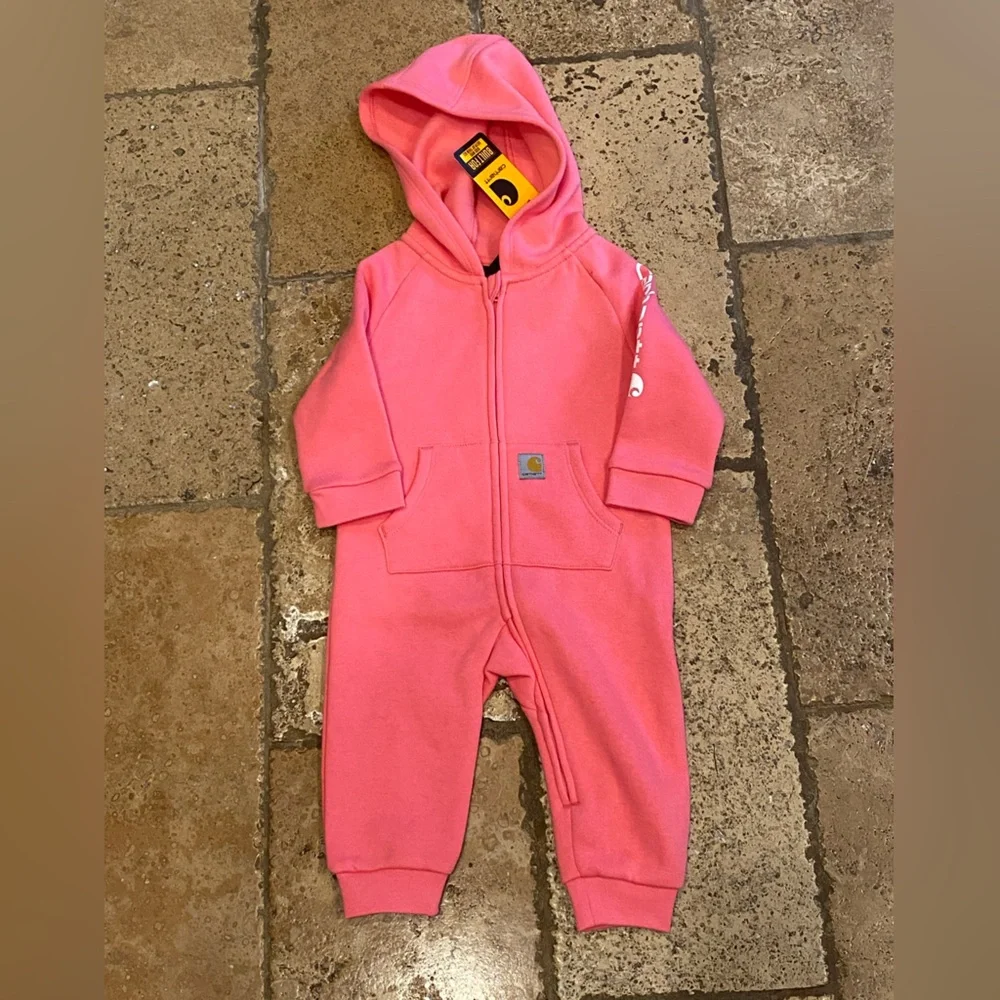 Carhartt Baby girl's Long-Sleeve Zip-Front Hooded Coverall 6 months NWT perfect - Picture 3 of 10